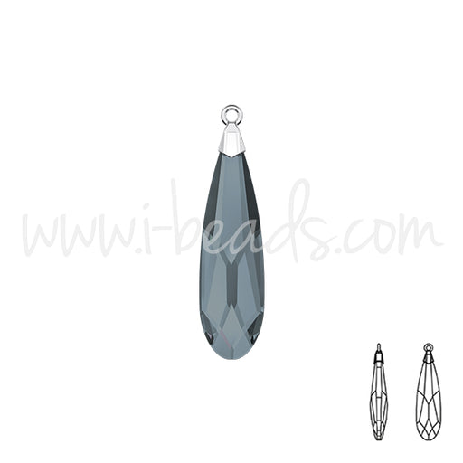 Kaufen Sie Perlen in Deutschland Swarovski 6533 raindrop Anhänger crystal silver night rhodium 17.5mm (1)