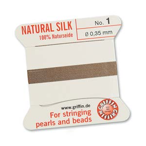 Kaufen Sie Perlen in Deutschland Perlenschnur aus natürlicher seide beige 0.35mmx2mm (1)