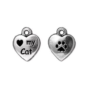 Herz Charm Love my cat Silber plattiert 10x12mm (1)