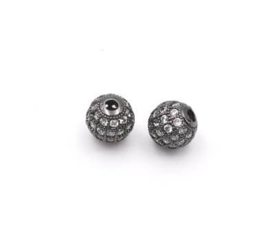 Kaufen Sie Perlen in Deutschland Runde Perle besetzt mit Zirkonen GUN METAL Messing 8x1,9 mm (1)