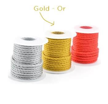 Kaufen Sie Perlen in Deutschland Gedrehte Schnur aus 3 Fäden Nylon 3mm GOLD (Verkauf von 1m)