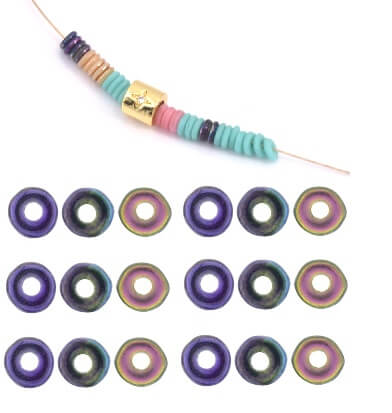 Kaufen Sie Perlen in Deutschland O beads 1x3.8mm Magic Line Blue Pink heishi (5g)