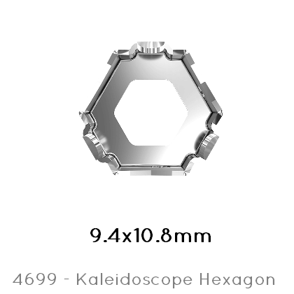 Kaufen Sie Perlen in Deutschland Swarovski 4699/S Kaleidoscope Hexagon  sew on setting Rhodium 9,4x10,8mm (1)