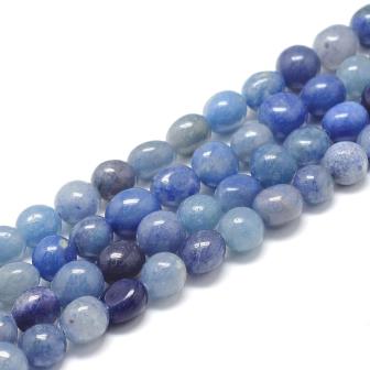 Runde Nugget Perlen Aventurine blau 8-12 mm loch 0.8mm (1 strand)