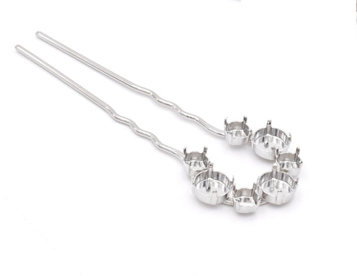 Kaufen Sie Perlen in Deutschland Haarnadeleinstellung 1122 Rivoli 12mm und 1088 SS39 - rhodiniert 10cm (1)
