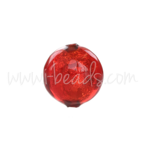 Murano Glasperle Rund Rot und Gold 6mm (1)