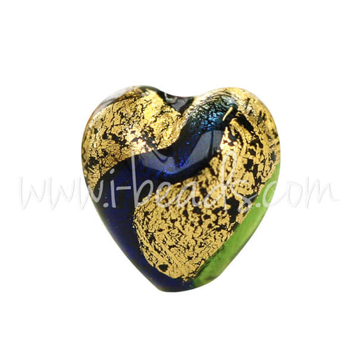 Kaufen Sie Perlen in Deutschland Murano Glasperle Herz Bunt und Gold 10mm (1)