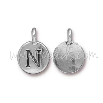 Charm Buchstabe N Antik Silber - plattiert 11mm (1)