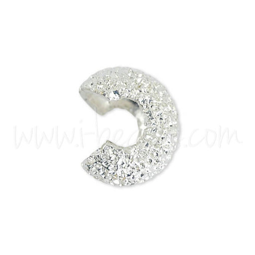 14 Quetschperlenabdeckungen Glitter Silberfarben 4mm (1)