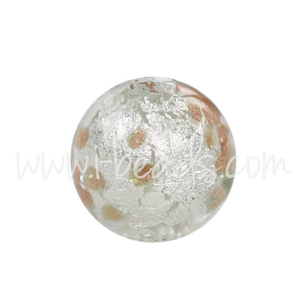 Murano Glasperle Rund Gold und Silber 8mm (1)