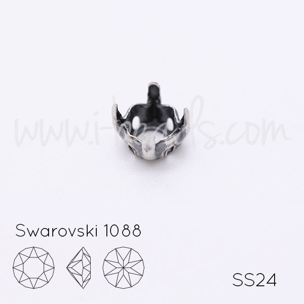 Aufnähfassung für Swarovski 1088 SS24 antik silber-plattiert (20)