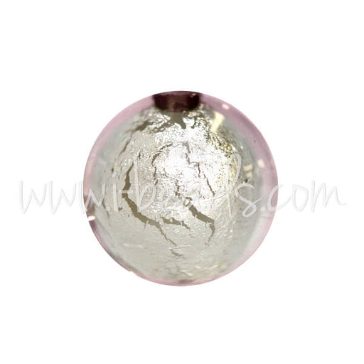 Kaufen Sie Perlen in Deutschland Murano Glasperle Rund Crystal Soft Pink und Silber 8mm (1)