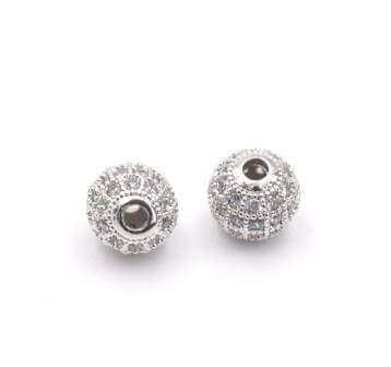 Kaufen Sie Perlen in Deutschland Runde Perle besetzt mit Zirkonen RHODIUM Messing 8x1,9 mm (1)