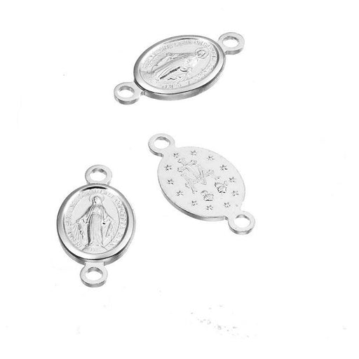 Sterling Silber 925 Oval Medaille mit Jungfrau, Primer Stecker, 8mm (1)