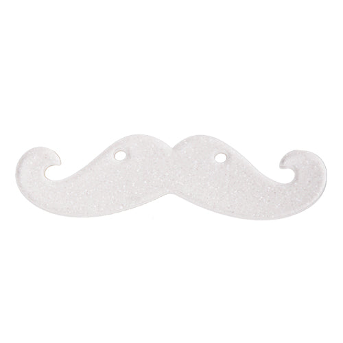 Moustache Anhänger Plexiglas Acryl  glitter weiß 20x80mm (1)