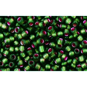 cc2204 - Toho rocailles perlen 11/0 silver lined frosted olivine/pink (10g)