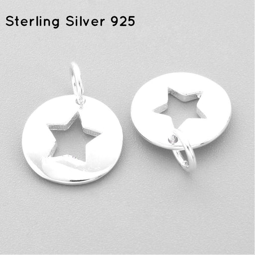 Kaufen Sie Perlen in Deutschland Silber 925 Medaille mit durchbrochenem Stern in der Mitte von 11mm mit Ring (1)