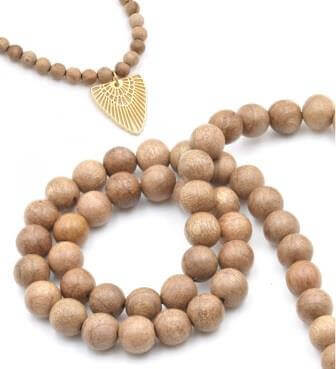 Kaufen Sie Perlen in Deutschland Holzperlen, rund, natürlich, 10mm, Loch: 1mm, ca. 38 Stück (1 Strang)