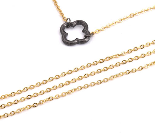 Kaufen Sie Perlen in Deutschland Edelstahl Stahlkette Golden rolo 3x2mm (1m)