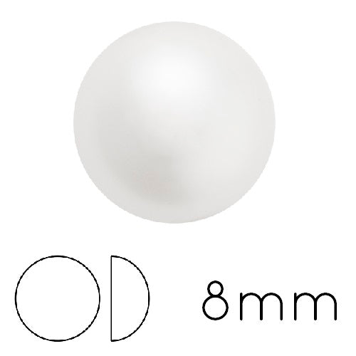 Kaufen Sie Perlen in Deutschland Runder Cabochon Preciosa Weiß 8mm (4)