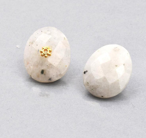 Kaufen Sie Perlen in Deutschland Anhänger Tropfen Mondstein Oval Facettiert 19x15mm, 0.9mm (1)