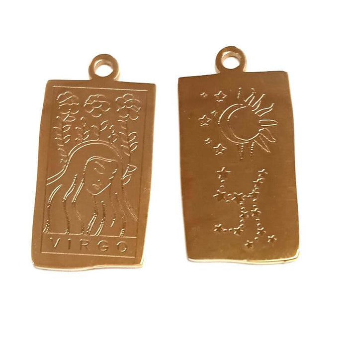 Konstellation Sternzeichen Medaille Edelstahl Gold Jungfrau 23x13mm (1)