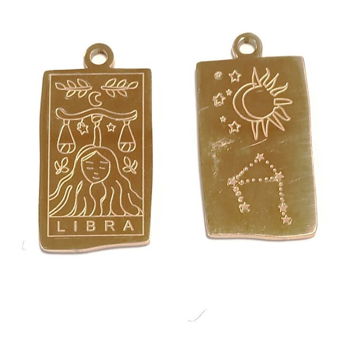Konstellation Sternzeichen Medaille Edelstahl Gold Waage 23x13mm (1)