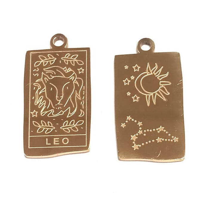 Konstellation Sternzeichen Medaille Edelstahl Gold Leo 23x13mm (1)