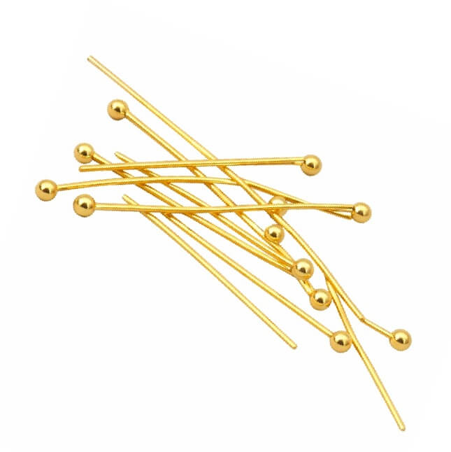 Runder Kopfstecker Goldmessing – 25 x 0.6 mm (10)