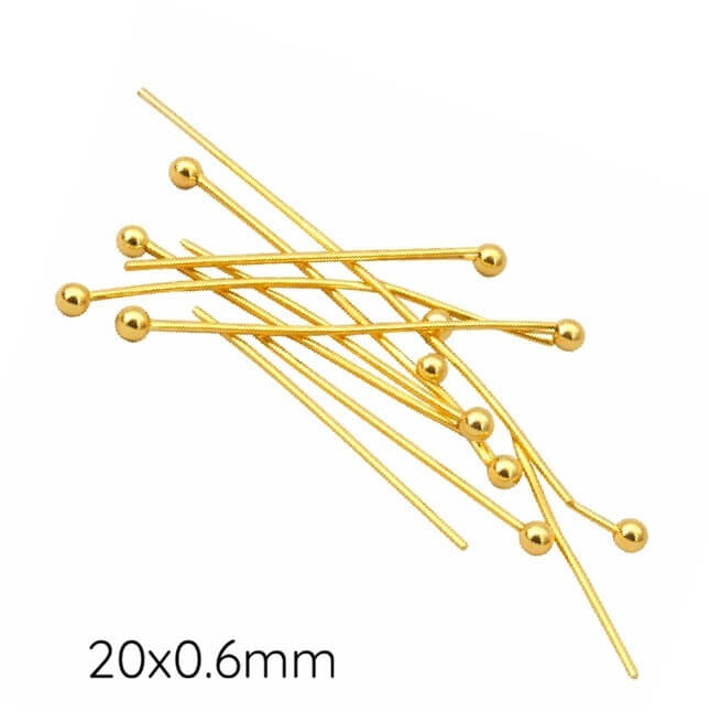 Stecknadeln mit runder Perle aus goldenem Messing – 20 x 0.6 mm (10)