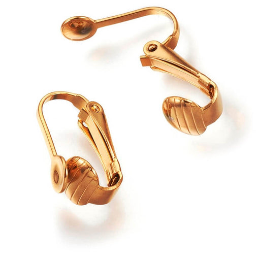 Kaufen Sie Perlen in Deutschland Edelstahl GOLD Ohrring Clip-on Hoop 16x7.5mm (2)