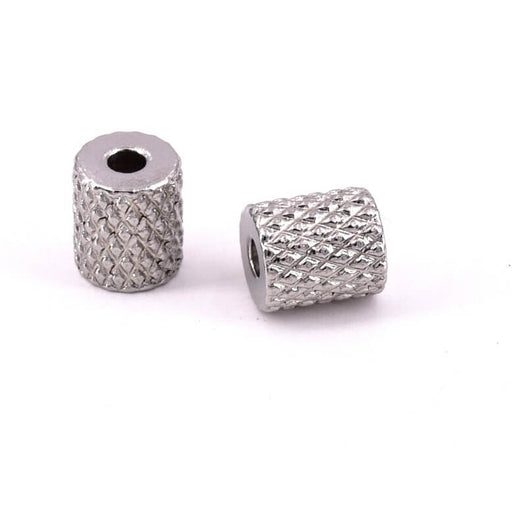 Kaufen Sie Perlen in Deutschland Zylinderperle Diamant gestreift - Edelstahl 7x6mm (2)