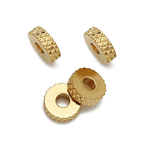 Kaufen Sie Perlen in Deutschland Heishi Rondelle Perle Diamantschliff - goldener Edelstahl 5x2mm (4)