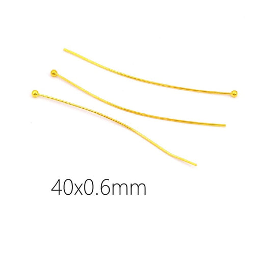 Kopfstift 40x0.6mm goldener Edelstahl - Kugel: 1.8mm (5)
