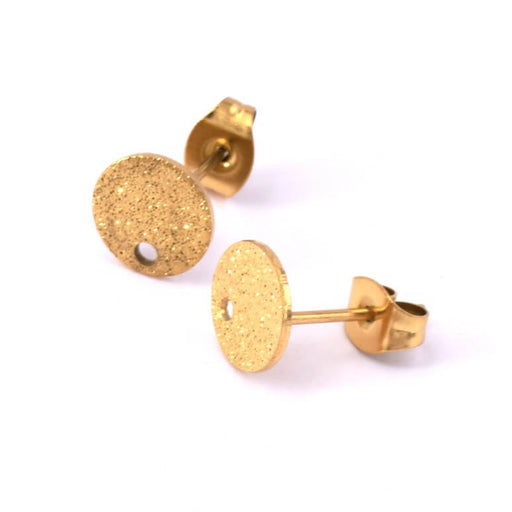 Kaufen Sie Perlen in Deutschland Ohrringe Stardust aus strukturiertem, goldfarbenem Edelstahl – 8 mm (2)
