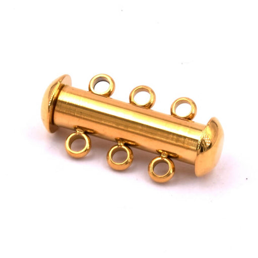 Kaufen Sie Perlen in Deutschland Schiebeverschluss 3 Reihen Gold Edelstahl 20mm (1)