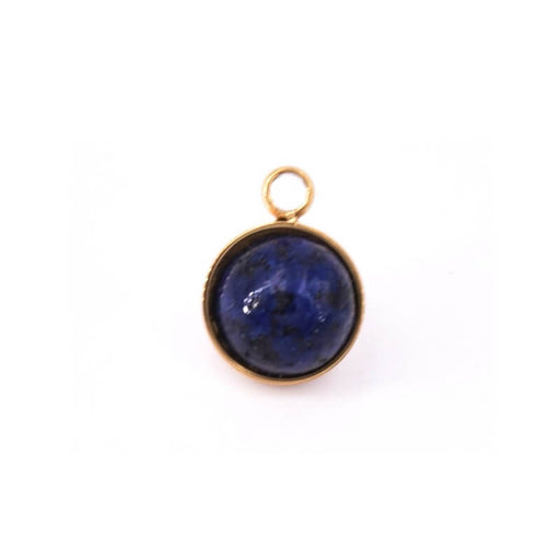 Kaufen Sie Perlen in Deutschland Runder Anhänger aus goldenem Edelstahl mit Lapislazuli 6 mm (1)