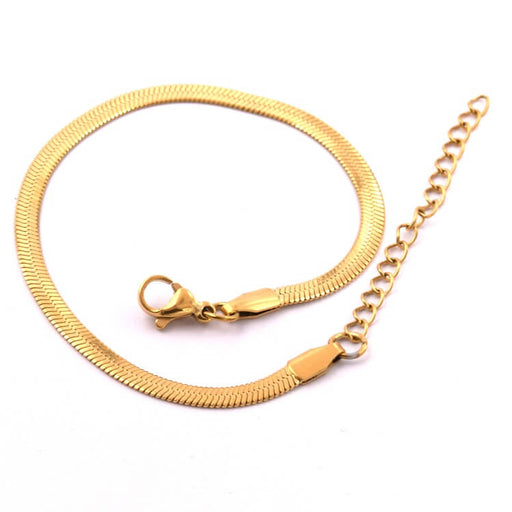 Kaufen Sie Perlen in Deutschland Schlangenkettenarmband goldener Edelstahl16cm+6cm - 3mm (1)