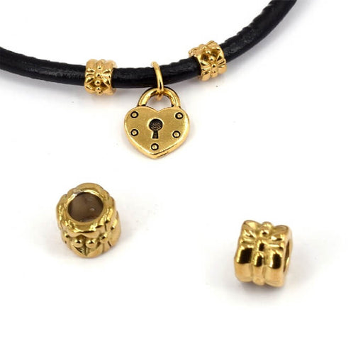 Kaufen Sie Perlen in Deutschland Rohrperle Goldener Edelstahl - 7x5mm Loch: 4mm (1)