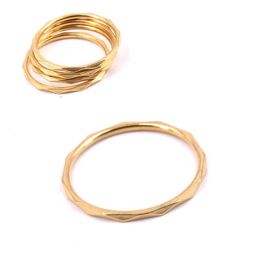 Kaufen Sie Perlen in Deutschland Facettierter runder Ringverbinder, goldener Edelstahlring 17,3 mm (1)
