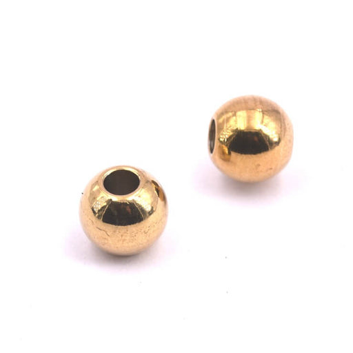 Kaufen Sie Perlen in Deutschland Runde Perle aus goldenem Edelstahl 8 mm - Loch: 3 mm (2)