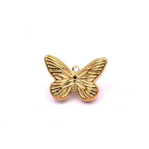 Schmetterlingsanhänger, vergoldeter Edelstahl, 10,5 x 15 mm - Loch: 0,8 mm (1)