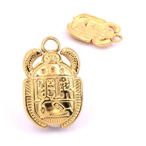 Kaufen Sie Perlen in Deutschland Skarabäus-Käfer-Anhänger aus goldenem Edelstahl – 21.5 x 13 mm (1)