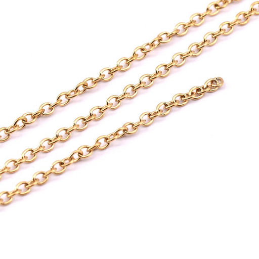 Ovale Maschenkette aus goldenem Edelstahl 3x2mm (1m)