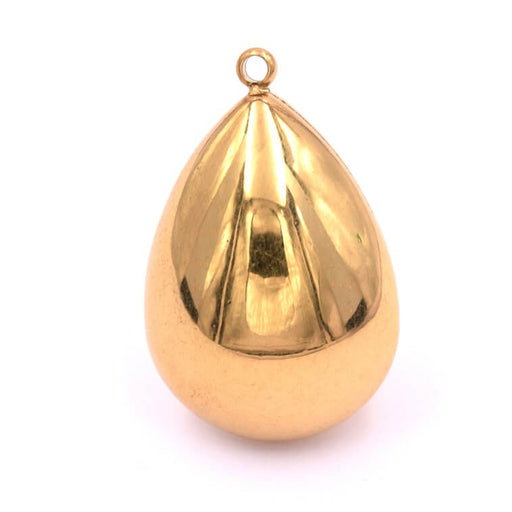 Kaufen Sie Perlen in Deutschland Gewölbter Tropfenanhänger aus goldfarbenem Edelstahl, 28 x 18 mm (1)