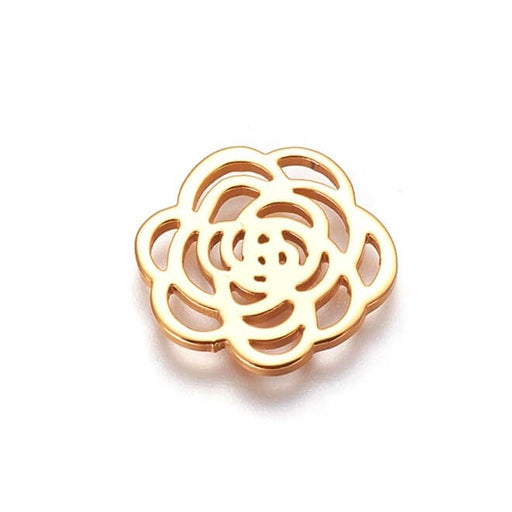 Kaufen Sie Perlen in Deutschland Kamelienblütenverbinder goldener Edelstahl 19mm (1)