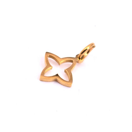 Kleeblatt-Kreuzanhänger aus goldenem Edelstahl 9x9mm (1)