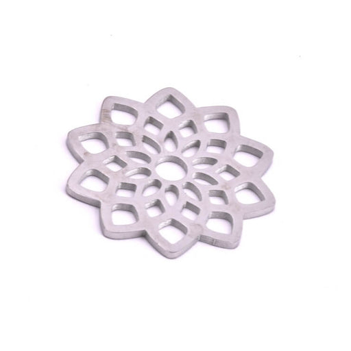 Kaufen Sie Perlen in Deutschland Blumenverbinder-Anhänger Edelstahl 25 mm – Loch: 3,5 mm (1)