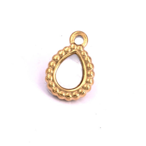 Tropfenanhänger mit Muschel-Cabochon – goldener Edelstahl – 15 x 10 mm (1)