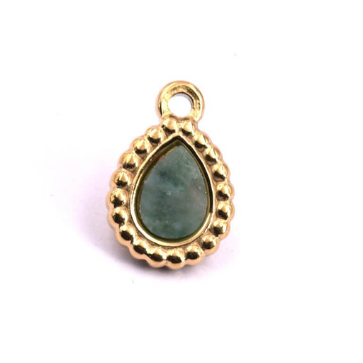 Kaufen Sie Perlen in Deutschland Tropfenanhänger und grüner Jade-Cabochon aus goldenem Edelstahl – 15 x 10 mm (1)